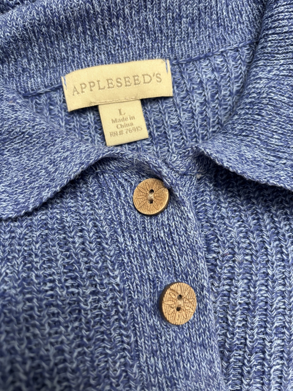 Appleseed's Blue Short Sleeve Knit Polo Sweater - Picture 3 of 3